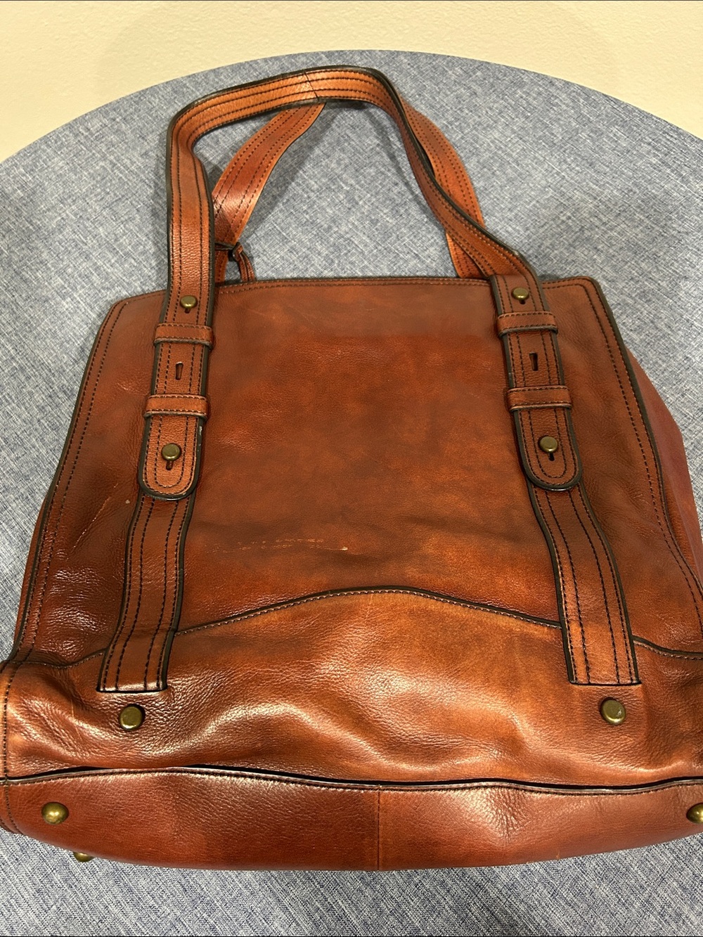 Fossil Long Live Vintage Leather Tote Bag in Cognac Brown - Picture 4 of 7